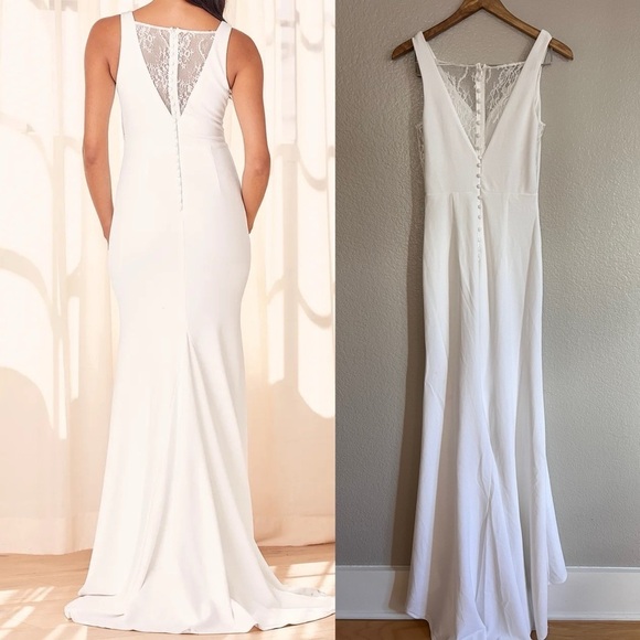 NWOT Extraordinary Romance White Button Back Mermaid Maxi Dress - Picture 3 of 9